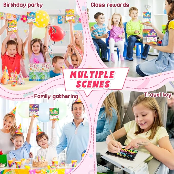 Scratch Art Party Favors for Kids: 64 Pack Rainbow Scratch Art Notebook - Image 6