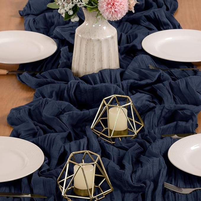 MLMW 6 Pack Navy Blue Table Runner Cheesecloth Boho Gauze Rustic Cheese Cloth - Image 5