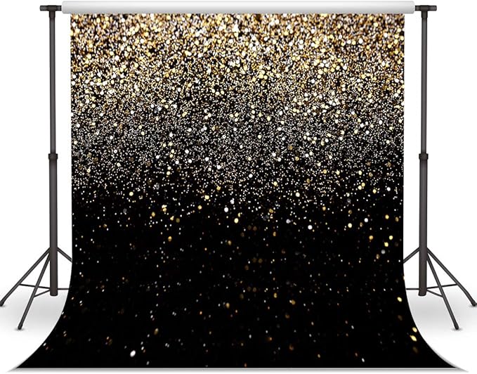 WOLADA Black and Gold Backdrop Golden Glitter Backdrop - Image 2