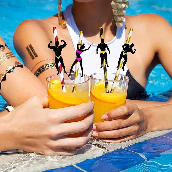 BLUE TOP 30 PCS Bachelorette Party Funny Dancing Paper Straws, Men and Felame - Image 7