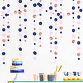 46Ft Navy Blue Blush Circle Dot Garland Royal Blue Pink Rose Gold Hanging Paper by pinkblume