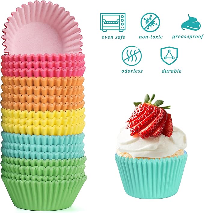 1.4 inch 1000-Count Mini Cupcake Liners Bright Colorful Muffin Baking Cups - Image 6