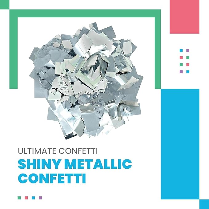 Ultimate Confetti, Rectangular Silver Mylar Shiny Foil Metallic Confetti - Image 2