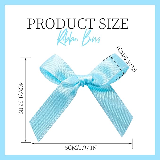 YGDZ 50 PCS Mini Blue Bows, Light Blue Satin Ribbon Bows, Small Bows - Image 2