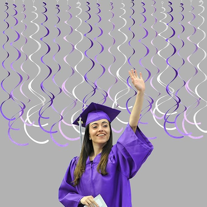36Pcs Purple Hanging Swirl Decorations Ombre Purple Felt Swirl Streamer Spiral - Image 5