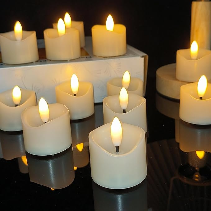 24 Pack Battery Operated Votive Candles 1.5 x 1.67 inches Flameless Votive by EZiKitchen