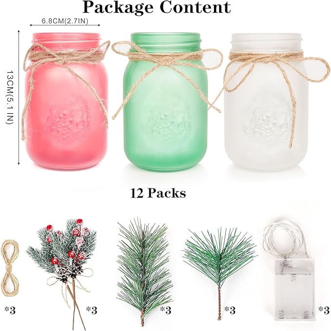 CNVOILA Christmas Centerpiece, Christmas Decor Mason Jars, Mantle Centerpiece - Image 4