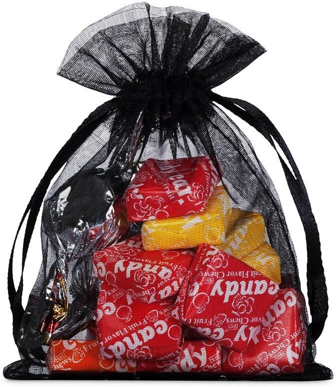 Wudygirl 100pcs Drawstring Organza Bags 5 x 7 Inch Black Transparent Jewelry - Image 6