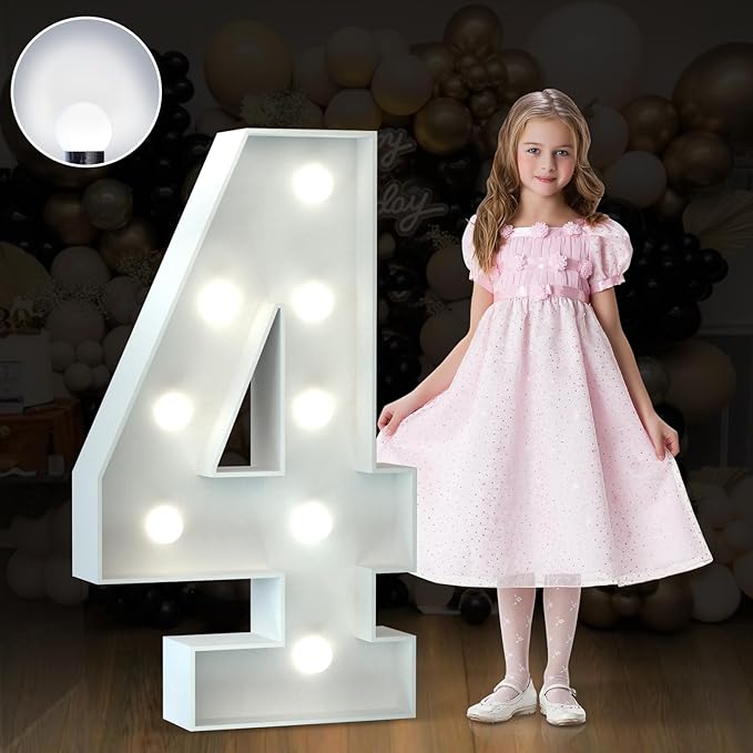 Marquee Numbers 3 Feet Tall Big Light Up Numbers 4 Year Old 14th 40th Birthday by Letsmakeitimpressive