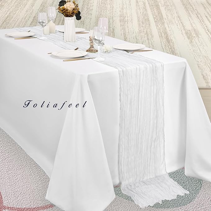 10FT 6 Pack White Cheesecloth Table Runner 20 x 120 Inch Long Rustic Gauze - Image 4