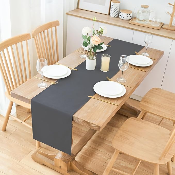 2 Pack Grey Table Runner 12 x 60 Inch Solid Color Farmhouse Runners Coffee - Image 2
