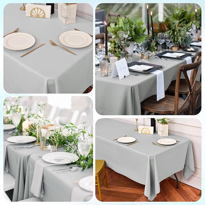6 Pack Light Grey Rectangular Tablecloths, 60 x 126 Inch, Polyester/Fabric - Image 4