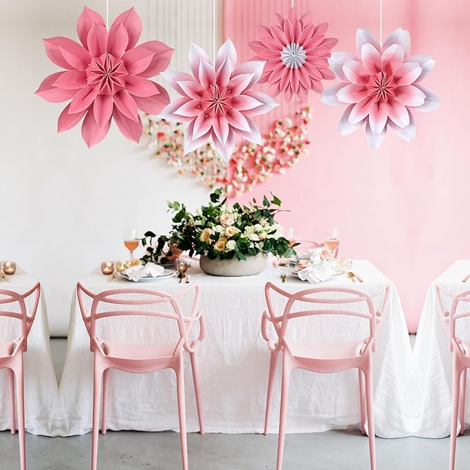 ADLKGG Paper Flower Fan Decorations, Tea Party, Spring Summer Party, Baby Shower - Image 3