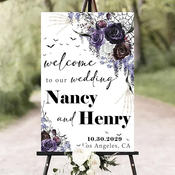Gothic Halloween Wedding Welcome Til Death Do Us Part Sign by Mapileng%E2%84%A2