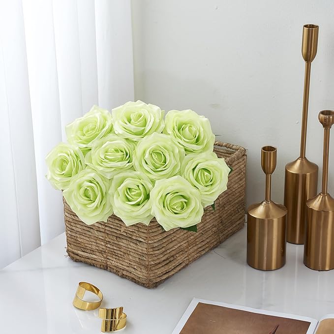 Artificial Rose 10pcs Open Flower Bouquet Faux Rose Stems - Image 3