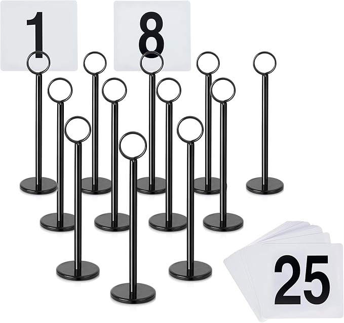 New Star Foodservice 27686 Ring Clip Table Number Card Holders, w/Number Cards - Image 3