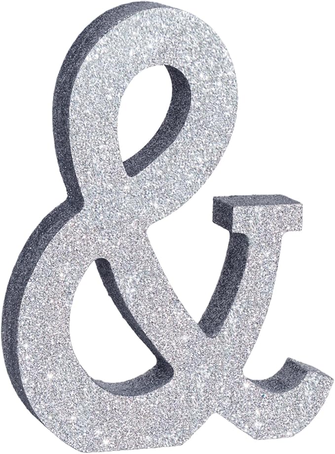 TONIFUL 8 Inch Silver Glitter & Table Centerpiece A-Z Silver Birthday Party by TONIFUL