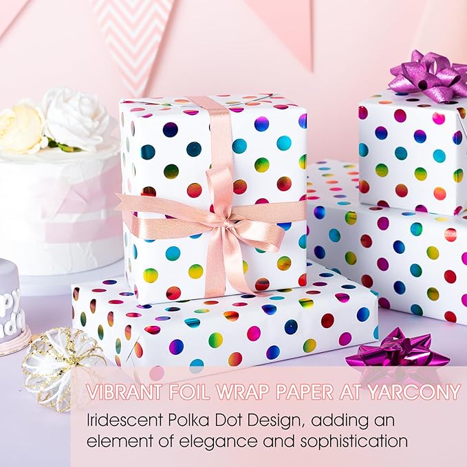 Yarcony Colorful Polka Dot Wrapping Paper Mini Roll, Gift Wrapping Paper - Image 2
