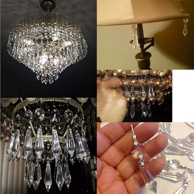 H&D HYALINE & DORA 20PCS 55mm Clear Chandelier Icicle Crystal Prisms Lamp - Image 8