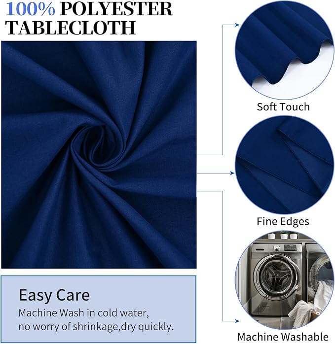 10 Pack Navy Blue 90 Inch Round Polyester Tablecloths - Image 4