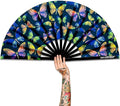 UV Glow Rave Fan, Bamboo Folding Clack Hand Fans Foldable by Raveahem
