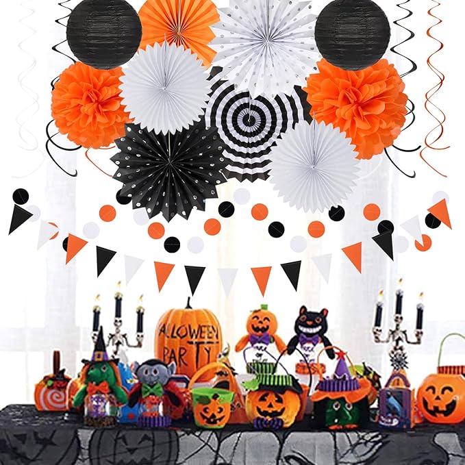 Black White Orange Halloween Party-Decorations - Image 4