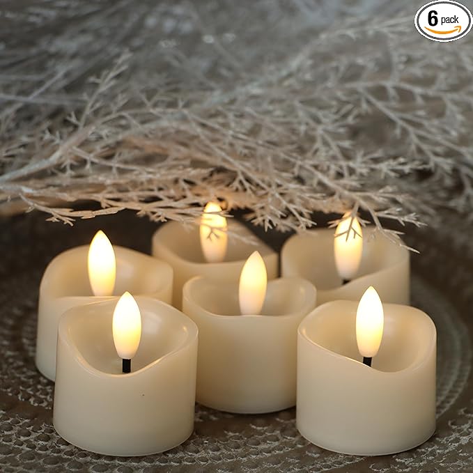 6 Pack Battery Operated Votive Candles 1.5 x 1.67 inches Flameless Votive by EZiKitchen