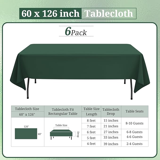 6 Pack Hunter Green Tablecloths - Image 2