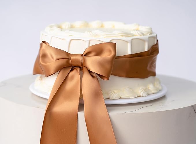 Brown Satin Ribbon 2.5 Inch Double-Faced Polyester Ribbons 25 Yards - Image 5