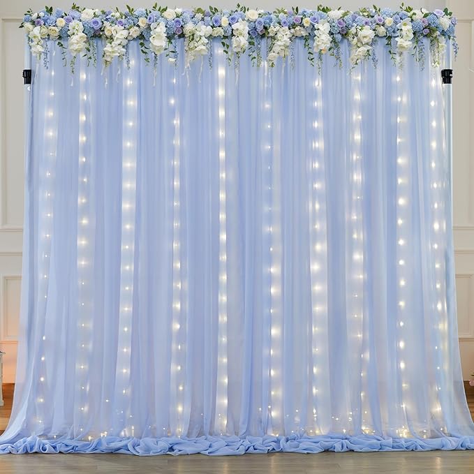 10ft x 7ft Baby Blue Chiffon Backdrop Curtain by WishCare