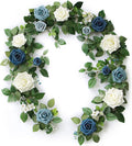 PONATIA 5FT Handcrafted Artificial Rose Flower Garland, Dusty Blue Flowers by ponatia