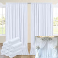 50ftx14FT Wrinkle Free White Backdrop Curtain, 10 Panels 14FT Height White by LeegleriTableSkirt