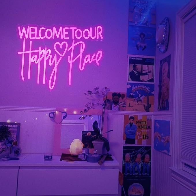 Welcome To Our Happy Place Neon Sign LED Pink Our Happy Place Neon Light - Image 6