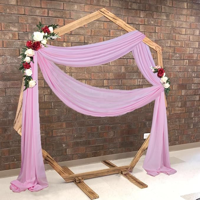 2 Panels 20Ft Wedding Arch Draping Fabric Baby Pink Chiffon Fabric Drapery - Image 2