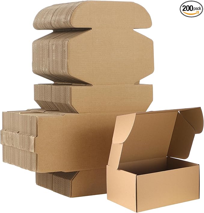 Qilery 200 Pcs Shipping Boxes Cardboard Gift Corrugated Cardboard Brown Boxes by Qilery