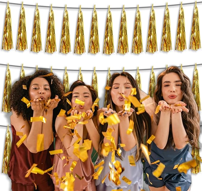 3P Metallic Fringe Tassel Banner Garland Foil Tinsel Streamer Wall Hanging - Image 6