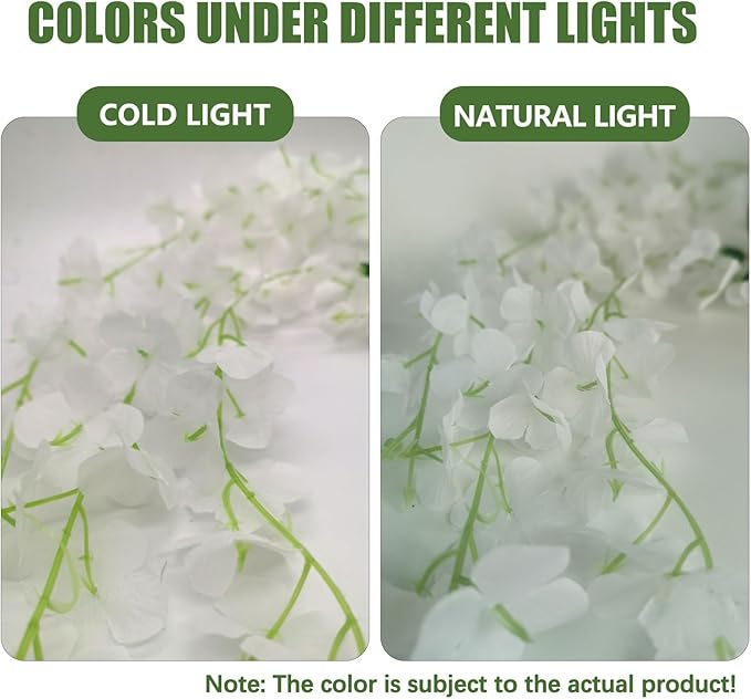 24 Pack White Wisteria Hanging Flowers, 3.4 Ft Fake Hanging Flowers, Artificial - Image 2