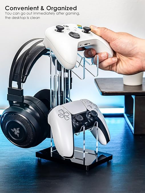 OAPRIRE Headset and Controller Stand, Space-Saving 2 Tier Game Controller Holder - Image 5