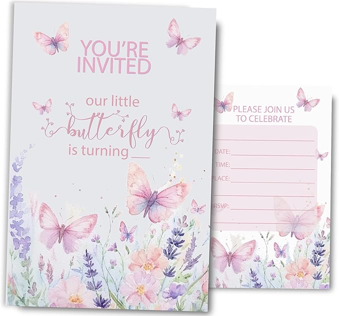 Butterfly First Birthday Invitations - Image 7