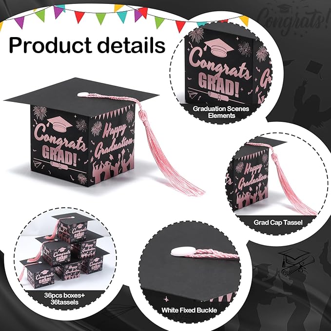 COTOPHER 36 Pack Mini Graduation Cap Gift Boxes - Image 4