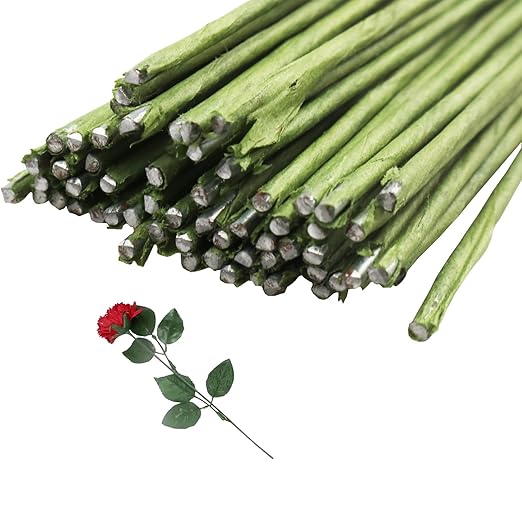 16-inch 18 Gauge Green Paper Covered Floral Wire Stems - Image 4