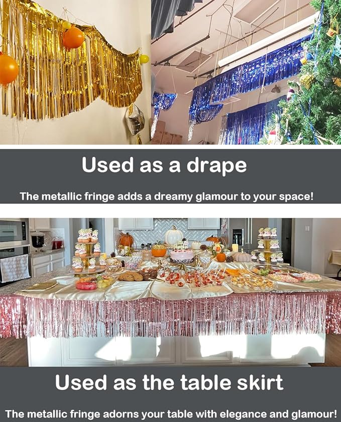 4 Pack Total 40 Feet Foil Fringe Garland Metallic Wall Hanging Drapes Tassel - Image 6