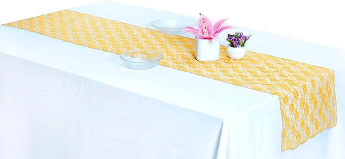MDS Pack of 15 Wedding 12 x 108 inches Lace Table Runner - Image 4