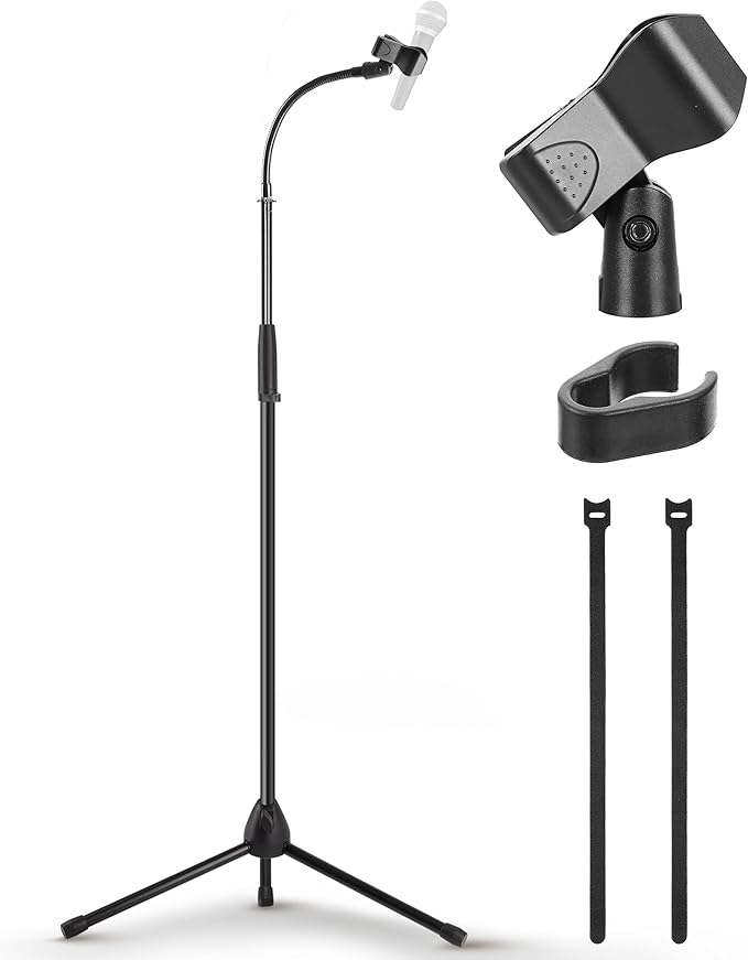 Pyle Tripod Mic Stand, Adjustable Gooseneck Microphone Stand, Sturdy Build by PyleUSA