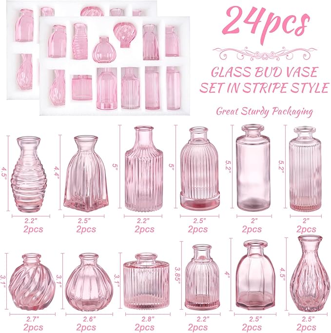 Pink Glass Bud Vases in Bulk 24 - Image 2