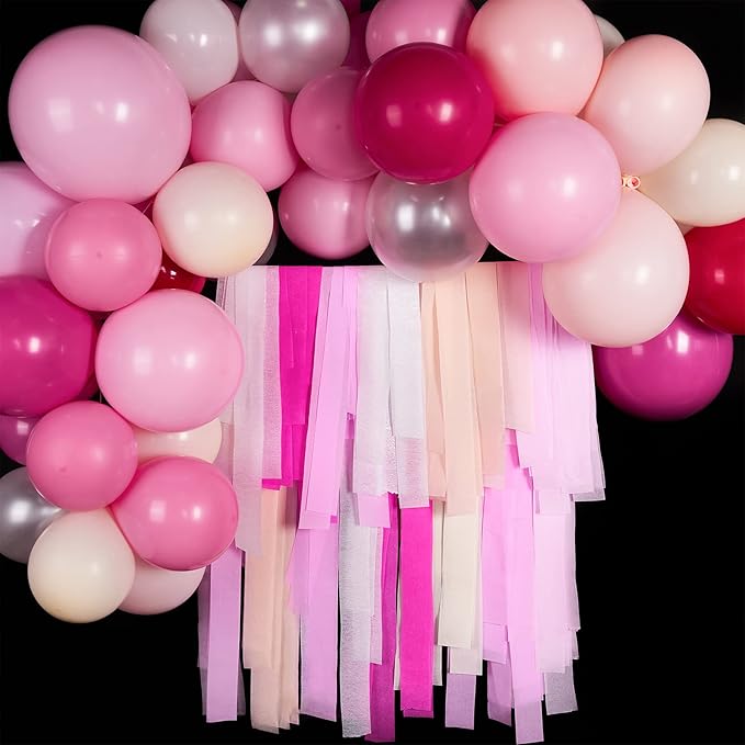 PartyWoo Crepe Paper Streamers 4 Rolls 328ft, Pack of Light Pink Crepe Paper - Image 2