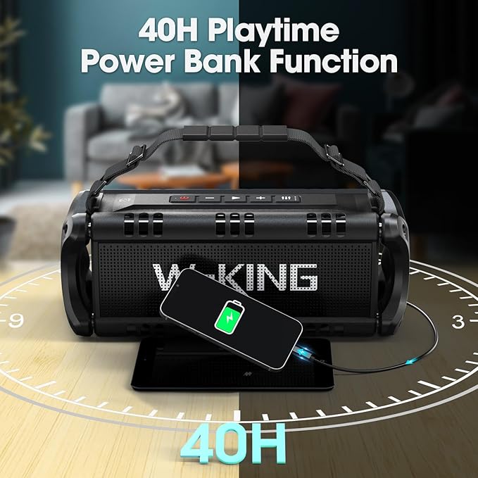 W-KING Bluetooth Speaker, 90W Max Portable Outdoor Speaker Loud, IPX6 - Image 6