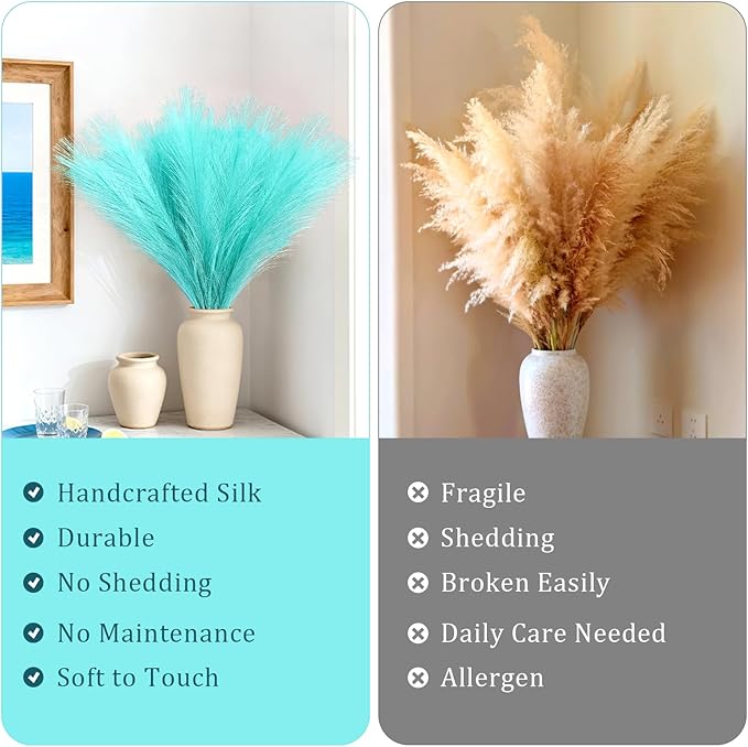 50pcs Faux Pampas Grass, 21.6" Short Artificial Pompous Grass Branches - Image 3