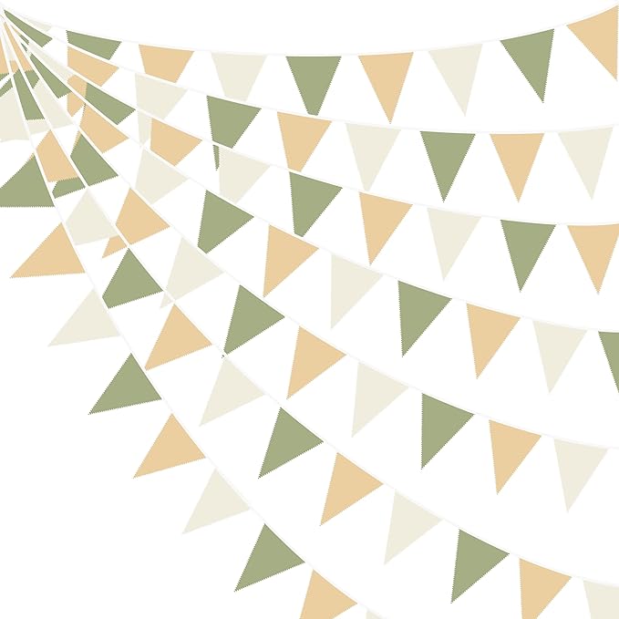 32Ft Camping Party Decorations Olive Green Tan Brown Cream Neutral Triangle by pinkblume