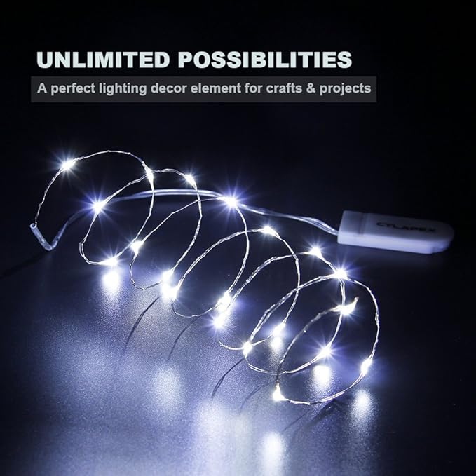 CYLAPEX 12 PCS Fairy Lights Cool White 3.3FT Silvery Copper Wire 20 LED String - Image 5